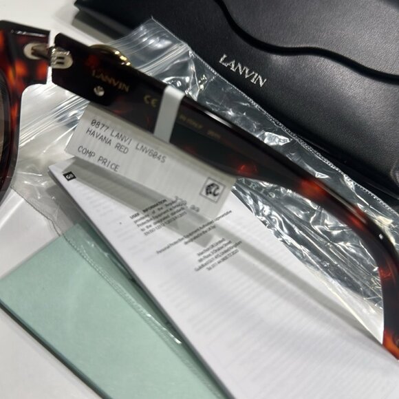 Lanvin Mother & Child 55mm Rectangle Sunglasses Havana Red - Picture 9 of 10